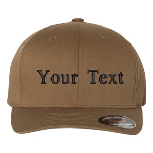 Custom ADD YOUR TEXT Embroidered Hat Flexfit Baseball Hat Add Your Logo Text Cap Flex Fit Embroidery