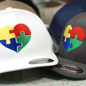 CUSTOM FLEXFIT Embroidered Autism Awareness Hat Shirt Cap