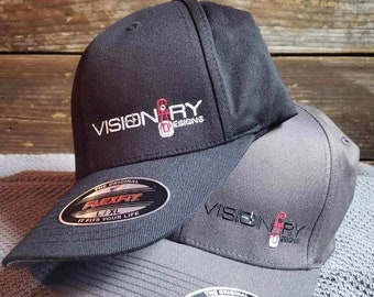 CUSTOM Company Logo Embroidered Hat FLEXFIT Baseball Hat ADD Your Logo Text Cap Flex Fit