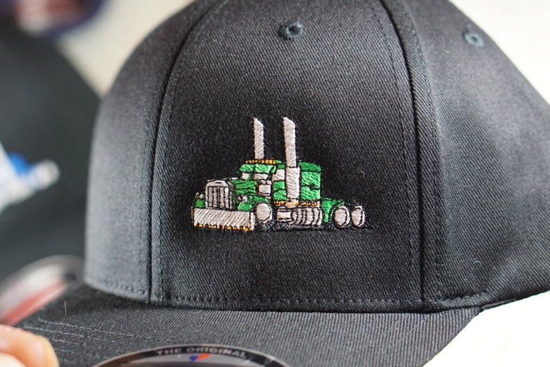 CUSTOMIZABLE Embroidered Big Rig Trucker FLEXFIT Hat Peterbilt Etsy