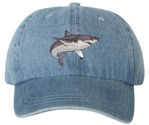 CUSTOM Great White Shark Embroidered Cap Baseball Hat Wildlife Wild ...