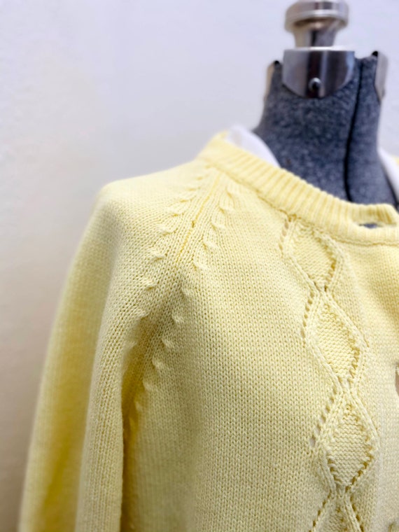 Vintage 1960/70s Wayne Taylor Yellow Cardigan Swe… - image 3