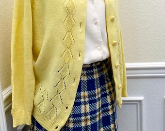 Vintage 1960/70s Wayne Taylor Yellow Cardigan Sweater