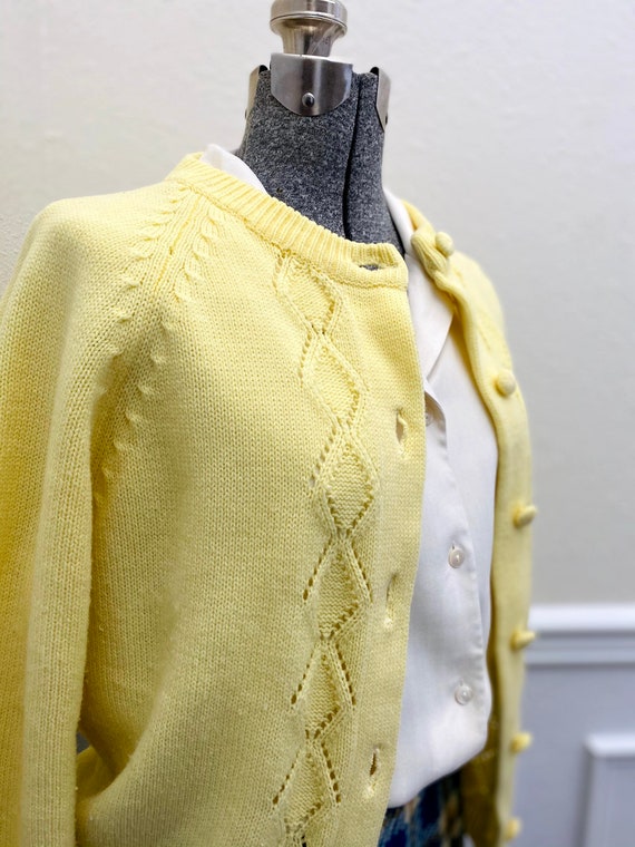 Vintage 1960/70s Wayne Taylor Yellow Cardigan Swe… - image 2