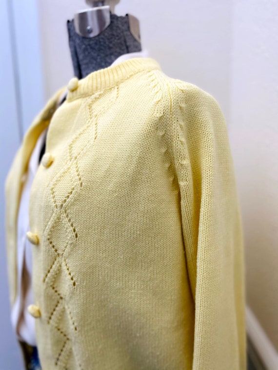 Vintage 1960/70s Wayne Taylor Yellow Cardigan Swe… - image 7