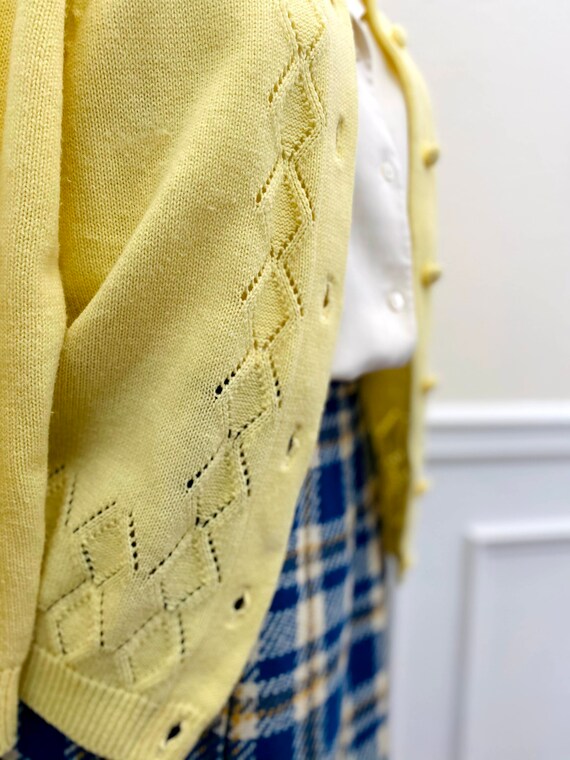 Vintage 1960/70s Wayne Taylor Yellow Cardigan Swe… - image 9