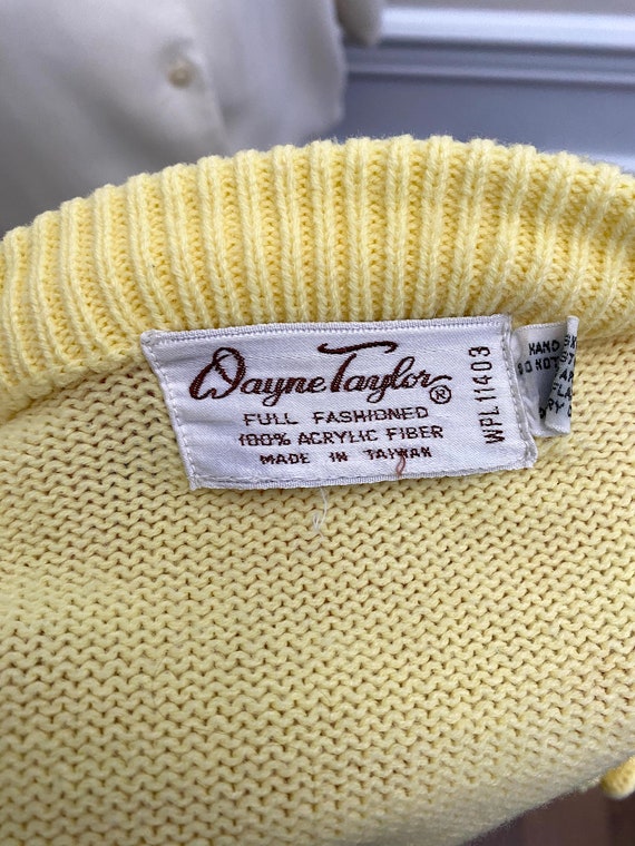 Vintage 1960/70s Wayne Taylor Yellow Cardigan Swe… - image 10