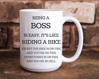 Être un patron est facile, c'est comme faire du vélo Tasse à café amusante de 11 oz et 15 oz