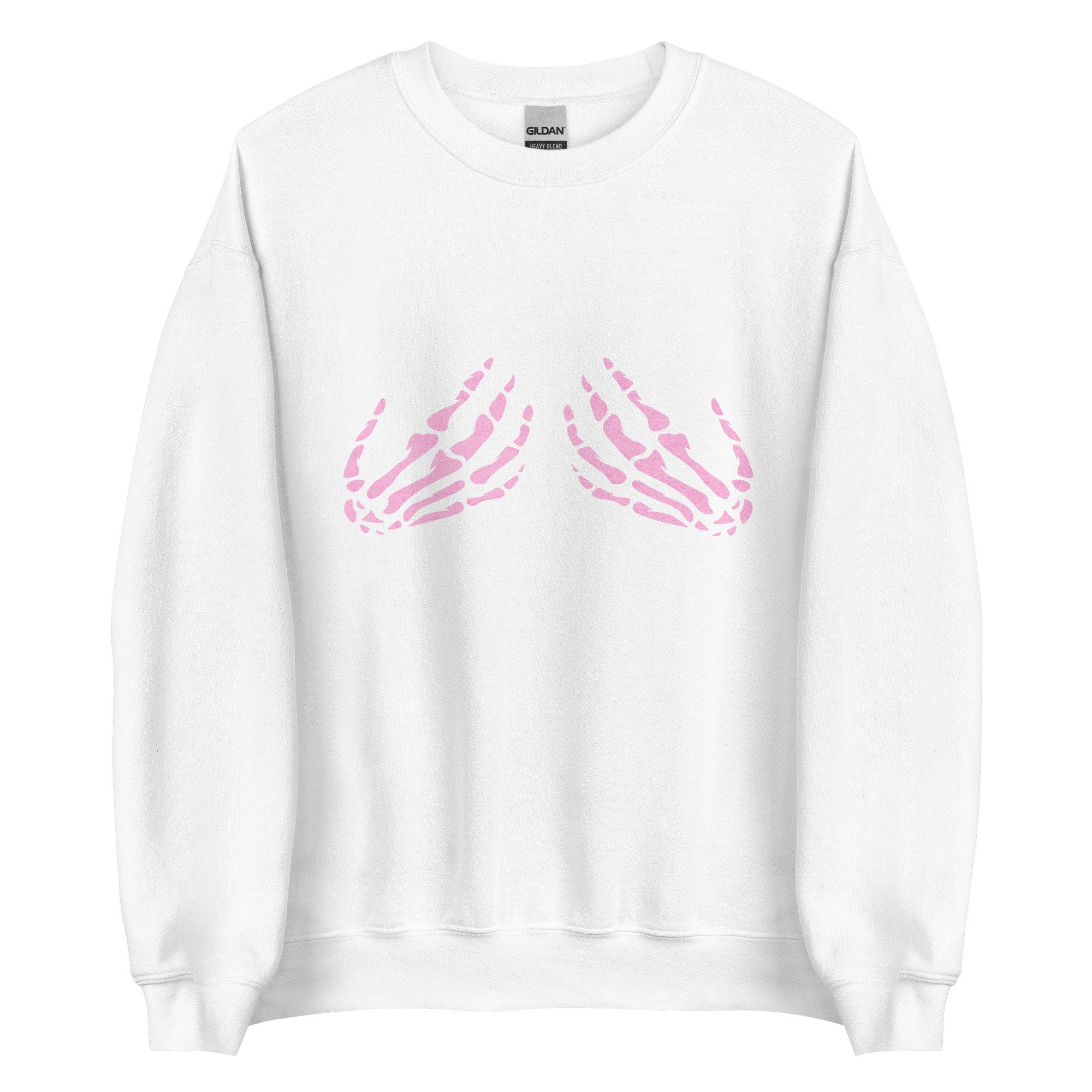 Discover Pink Halloween Skeleton Hands Sweatshirt