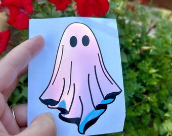 Holographic Ghost Sticker – Vinyl Decal for Laptop, Tumbler, Car, Water Bottle, Planner