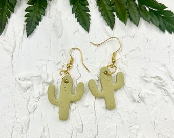 Pendientes de cactus verdes de arcilla polimérica, joyas colgantes con suculentas de color verde salvia, accesorio minimalista de plantas, regalo para ella, amante de las plantas, liviano