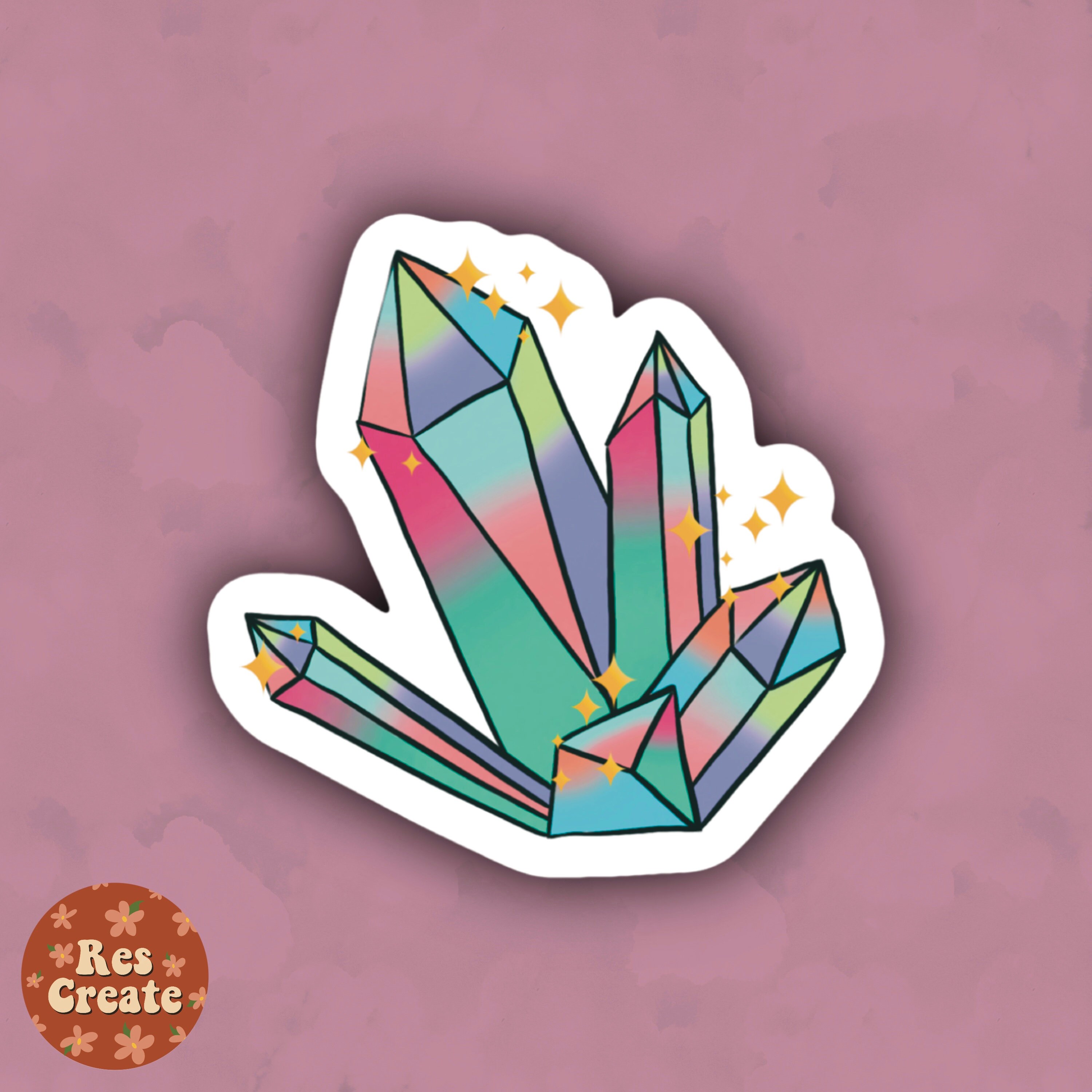 Crystal Sticker, Crystal Cluster Sticker, Rainbow Crystal Sticker ...