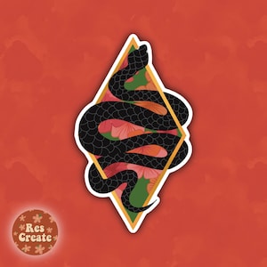 Floral Snake Diamond Sticker, Snake Sticker, Laptop Sticker, Reptile Sticker, Noho Snake Sticker, Boho Sticker, Witchy Sticker