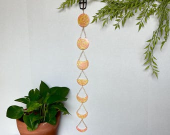 Holographic Resin Moon Phase Wall Hanging: Boho Witchy Decor (22")