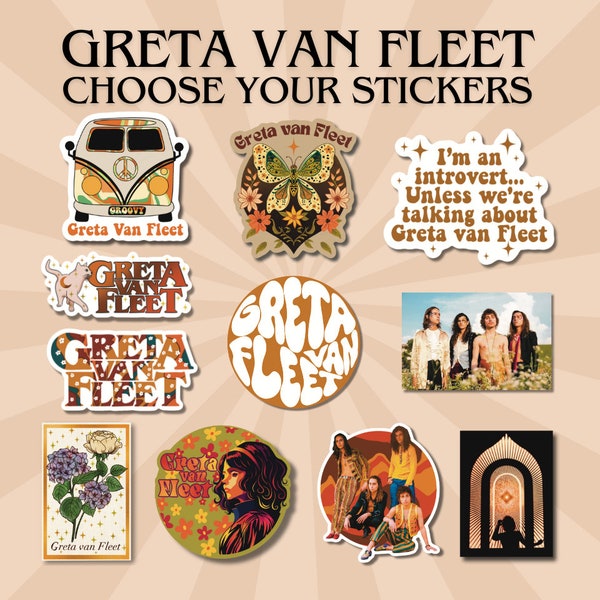 Greta Van Fleet Sticker, Greta Van Fleet, GVF, sticker pack, band sticker, band logo sticker, starcatcher sticker, GVF stickers, Kiszka