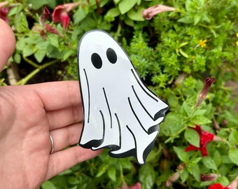 Halloween Vinyl Decal, Ghost Sticker, Holographic Vinyl, Spooky Spirit, Cup decal, Car decal, Laptop Decal, Spooky Gift, Halloween Gift,