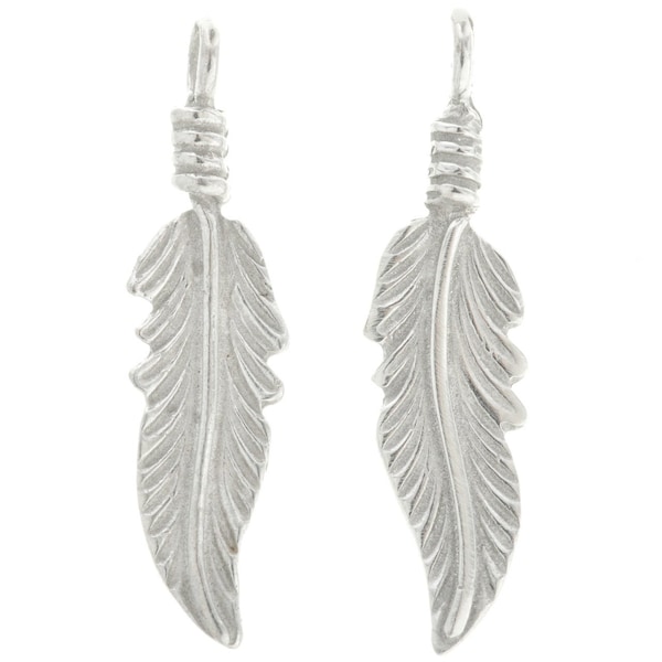 Pair of Sterling Silver Feathers 1.25" 6012 - Indian Jewelry Supplies