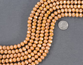 Butterscotch Faceted Rondelle Glass Beads 8mm 4028
