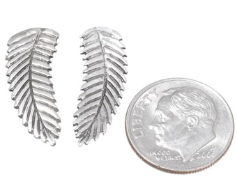 Navajo Style Stamped Leaf Sterling Silver Jewelry Decoration 23mm Set of 2 6015