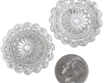 Sterling Silver Western Concho Navajo Style Round 1-1/8" Set of 6 Scalloped Edge 0064 - Indian Jewelry Supplies