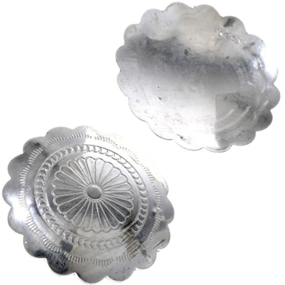 Sterling Silver Scalloped Concho Disk With Stamped Design 3 4 Set