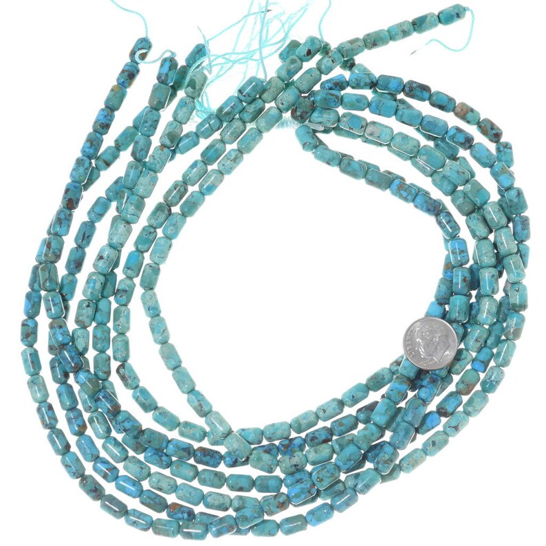 Indian Jewelry Supplies Turquoise Barrel Beads 16 Inch Strand 6mm x 8mm 5153