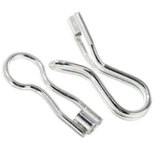 May include: Two silver metal jewelry end caps with a loop on one end and a small hole on the other end.