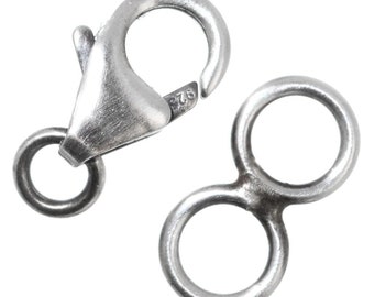 Sterling Lobster Claw Clasp 10 Pair Hooks and Eyes Findings 0072