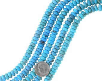 High Grade Turquoise Rondelle Beads Bright Blue Flat 8mm x 4mm 5171