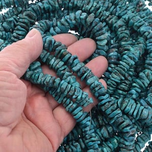 Large Deep Blue Turquoise Flat Nugget Beads High Polish Bold Size 16 Inch Strand