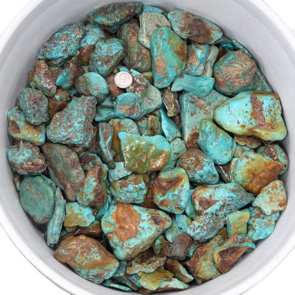 High Grade Turquoise Rough Sonora Nuggets Caramel Matrix One Pound Lot 0085