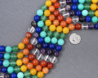 10mm Rainbow Beads Multi Gemstone Pride Jewelry Supplies 16 inch Strand 4340