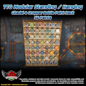 TTG Modular Standing/Hanging Citadel & Dropper Bottle Paint Rack - 56 Paints