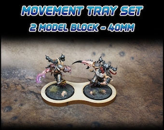 40mm Movement Tray Set - 2 Model Block - 6 Pack