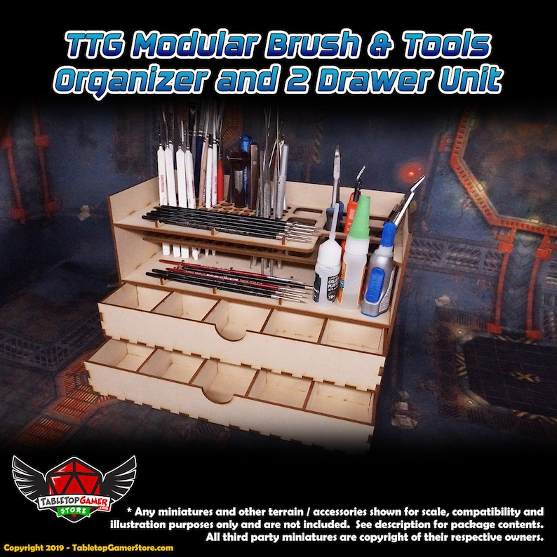 TTG Modular Hobby Brush & Tools Organizer and 2 Drawer Unit Etsy