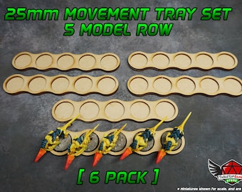 25mm Movement Tray Set - 5 Model Row [6 Pack]