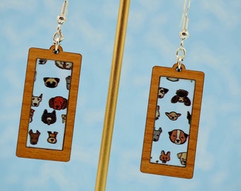 Dog Faces Rectangle Earrings