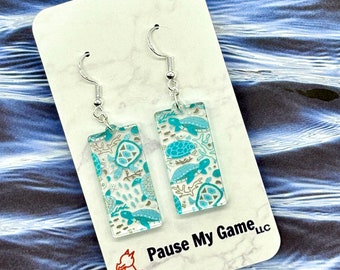 Sea Turtle Patterned Acrylic Earrings