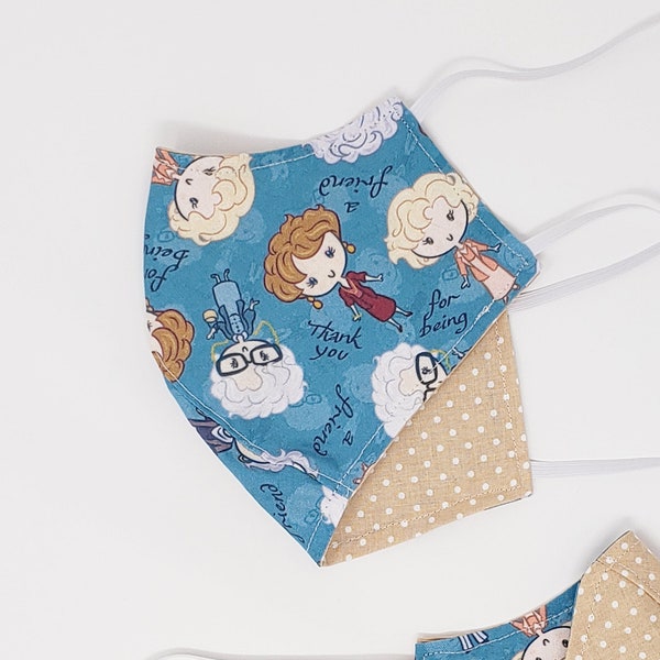 Golden Girls, Beige Polka Dot, Reversible Reusable Non-Medical Face Mask, Handmade, 100% Cotton, 2 Layer, Elastic *MADE TO ORDER*