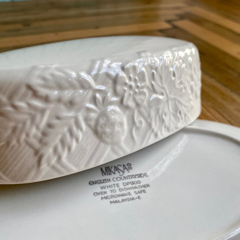 Mikasa English Countryside White Covered Butter Dish Embossed Etsy