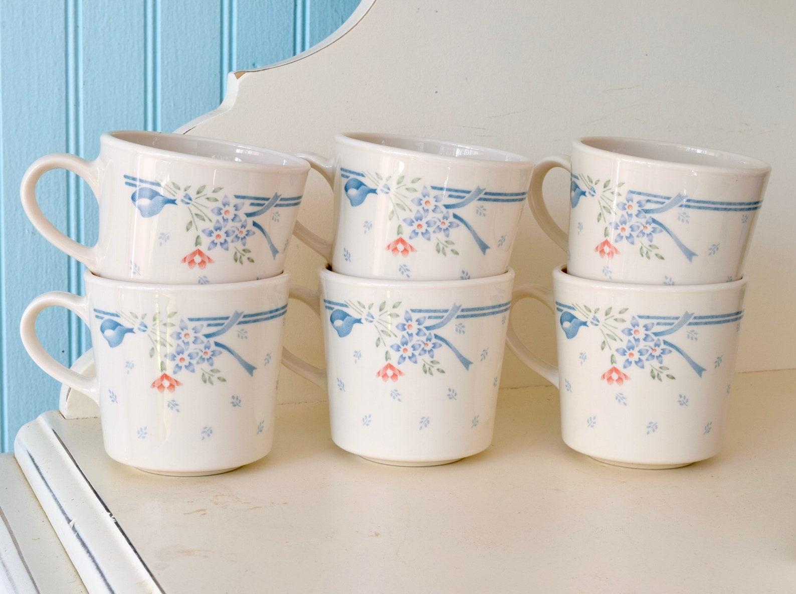 Vintage Corning Ware Corelle Symphony Tea Cups Set of 6 Etsy