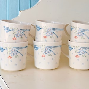 Vintage Corning Ware Corelle Symphonie Teetassen, 6er Set Kaffeetassen, Shabby Chic Cottage Core, Bauernhaus Küche, Romantischer Garten