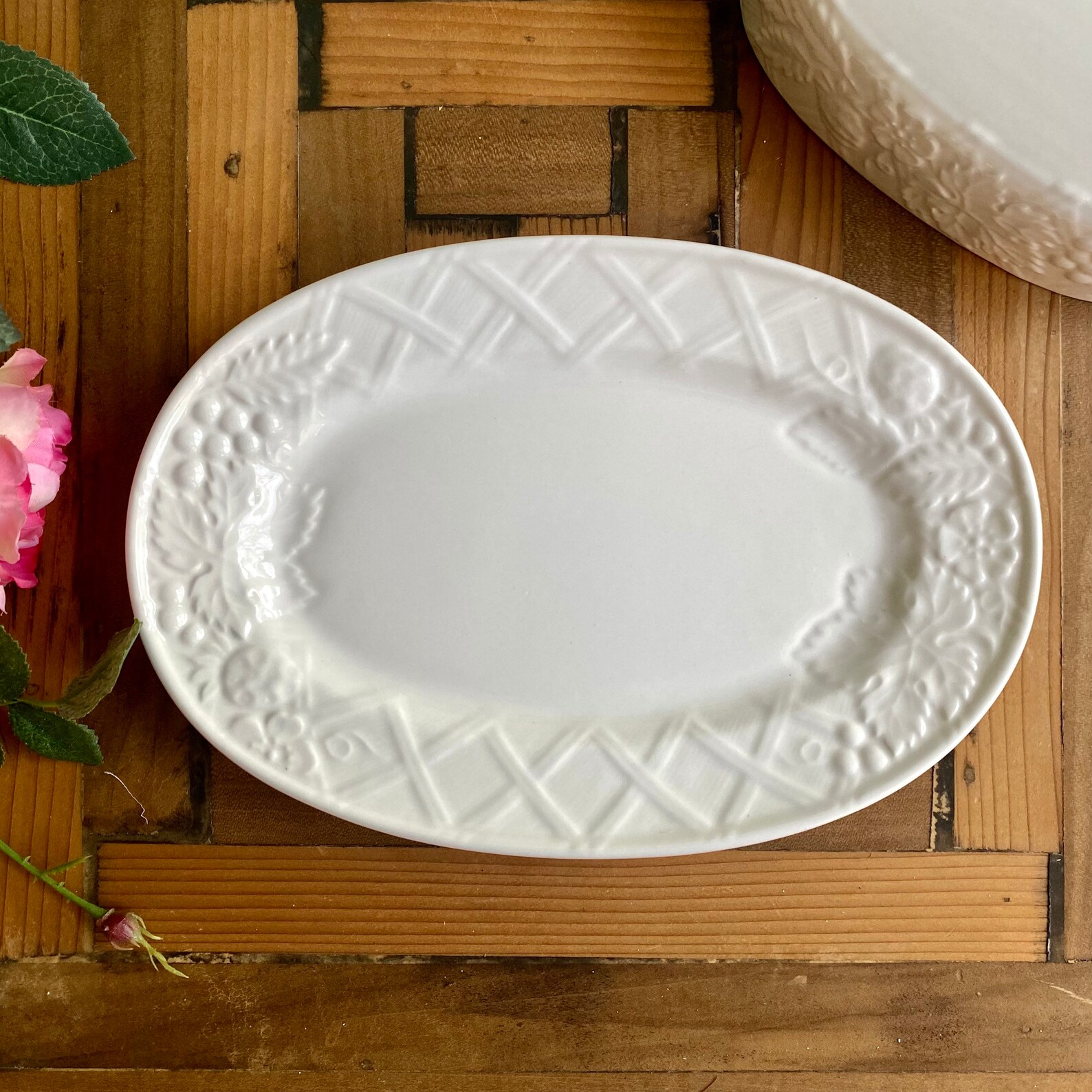 Mikasa English Countryside White Covered Butter Dish Embossed Etsy