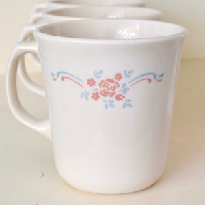 Vintage Corning Ware Corelle Englisch Frühstück Kaffeetasse, Romantische Blumen, Shabby Chic Cottage Bauernhaus Küche, Rosa Rosen, Ersatz