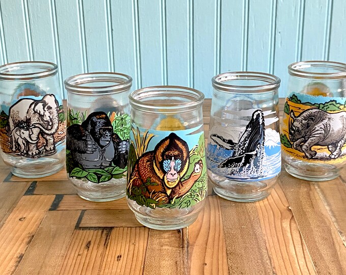 Vintage Welchs Jelly Jars Endangered Species Collection, Set of 5 Jelly