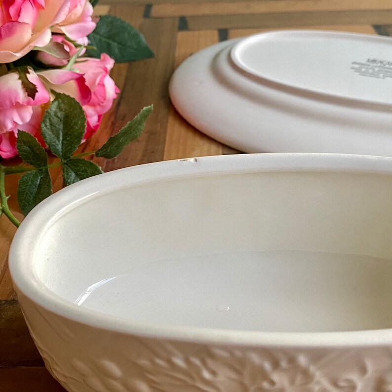 Mikasa English Countryside White Covered Butter Dish Embossed Etsy