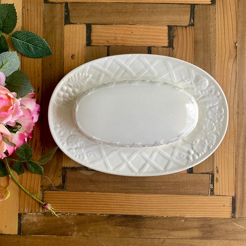 Mikasa English Countryside White Covered Butter Dish Embossed Etsy