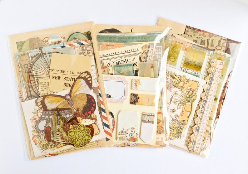 Vintage embellishments kits Etsy