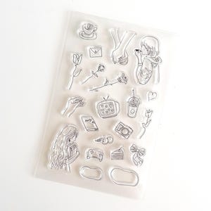 線画 女の子 日常 クリアスタンプ