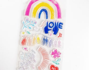 LOVE rainbow clear stamp